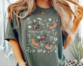 Camiseta de perro salchicha para mamás de perros, divertida y cómoda, con colores coquetos, para amantes de los perros, regalo para amantes de los perros, camiseta de perro salchicha doodle para mujer
