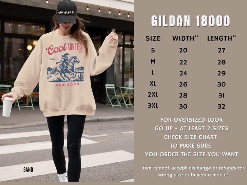 Cool Aunt Sweatshirt Gift Auntie Club Sweater Western Cowgirl Women Crewneck Pullover Pregnancy Announcement Reveal Birthday Matching Family image 8
