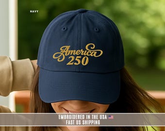 America 250 Embroidered Cap Personalized Minimal Heritage USA 250th Anniversary Hat Patriotic Gift Veteran Dad Present