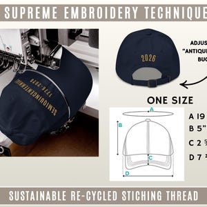 Close up of premium embroidery on United States 250th anniversary baseball cap, showing stitching quality and fit.