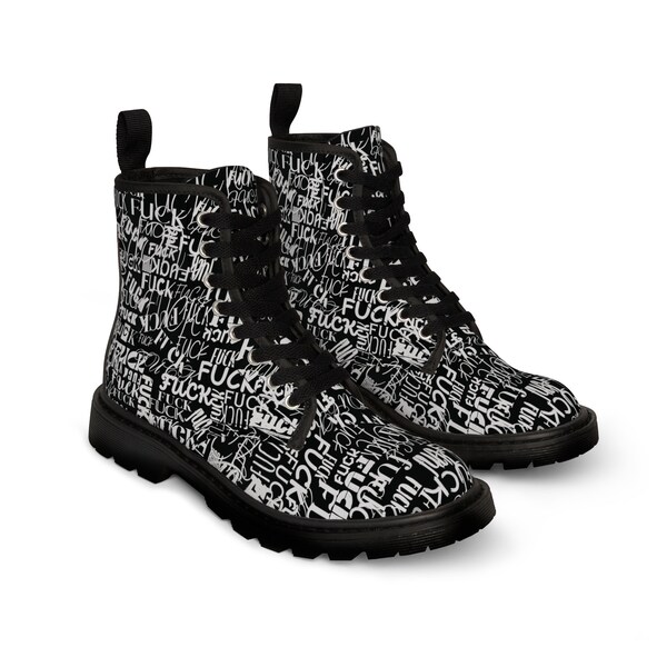 FCK-  Funky Fuck Urban Boots,  Punk Rock Boots, Hipster High Trainers, Men's Shoes, Canvas Street Wear Shoes, 2yk gifts for boyfriend