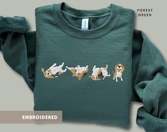 BEAGLE Embroidered Crewneck Sweatshirt Dog Owner Mom Dad Gift Trendy Happy Smiling Puppy Sweater Cute Pet Lover Present Fathers Day Mothers
