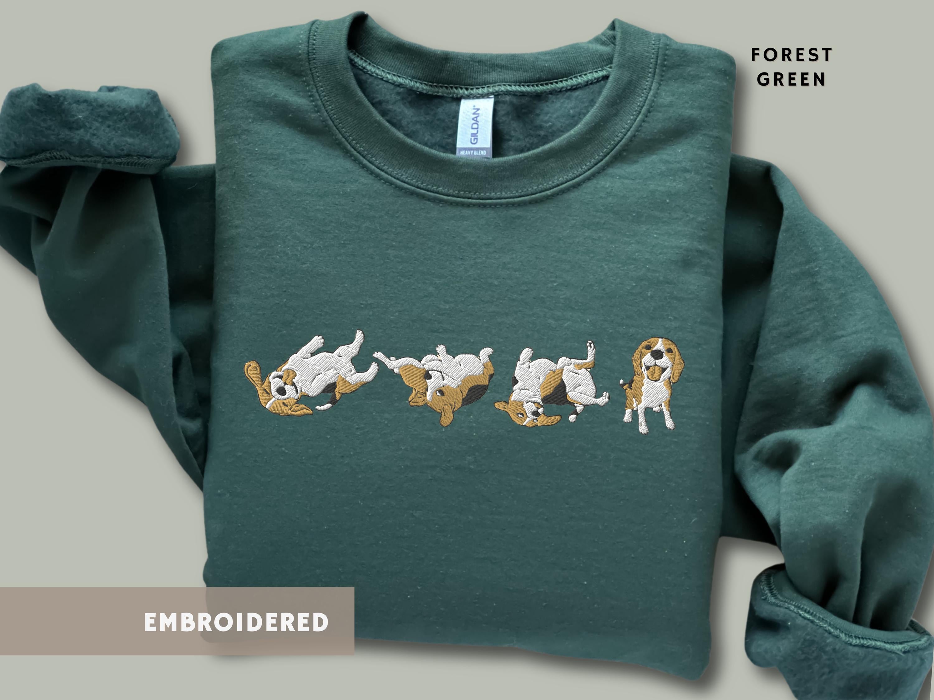 ビーグル刺繍入りクルーネック スウェットシャツ 犬の飼い主 ママ パパ 