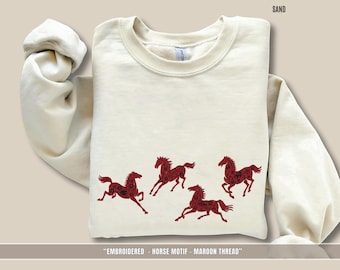 Embroidered Horse Sweatshirt Year of the Fire Horse Gift Equestrian Jumper for Horse Lovers Riding Coach Gift Unisex