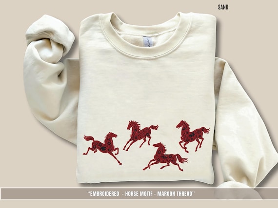 Embroidered Horse Sweatshirt Year of the Fire Horse Gift Equestrian Jumper for Horse Lovers Riding Coach Gift Unisex