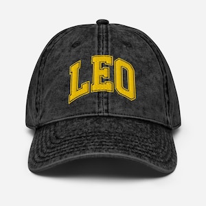 Custom Leo Embroidered Cap Varsity Blokette Zodiac Hat July August Birthday Gifts Leo Est Birth Year Gift for Leo Vintage Cotton Twill Cap