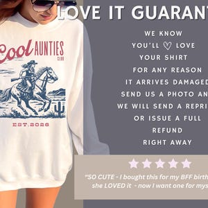 Cool Aunt Sweatshirt Gift Auntie Club Sweater Western Cowgirl Women Crewneck Pullover Pregnancy Announcement Reveal Birthday Matching Family image 9