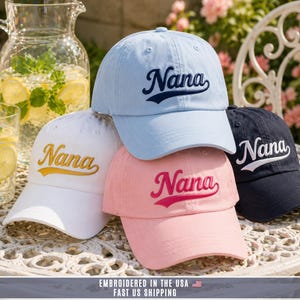 Nana Hat Embroidered Baseball Cap Retro Script Grandma Gift New Grandmother Pregnancy Announcement Mother’s Day Birthday Gift From Grandkids