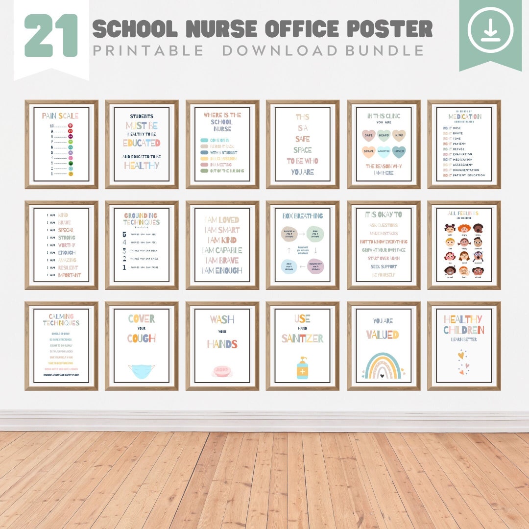 21 School Nurse Decor Office Posters, Health Clinic Prints, Welcome ...