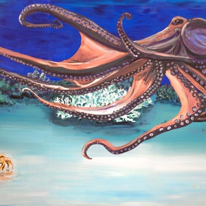 The Crab and the Octopus Glossy Inkjet Photo Fine Art Print by Wendy Jones