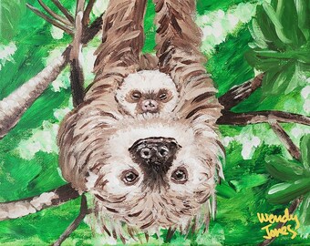 Sloths Giclee Fine Art Print by Wendy Jones