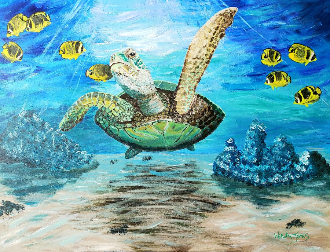 Sea Turtle Glossy Inkjet Fine Art Print by Wendy Jones - Etsy