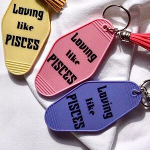 Retro Motel Keychain/Funny Keychain/Motel Keychain/Funny Accessories/Custom Keychains/ Zodiac Sing/ Pisces