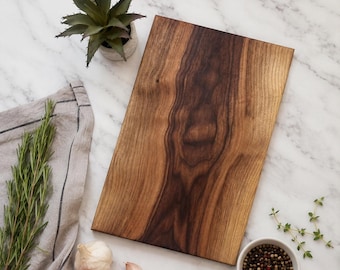 Solid ONE-Piece Hardwood Cutting Board- Premium Walnut, Cherry, Maple- Handmade Organic Non-Toxic Kitchen Board Gift