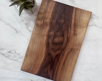 SOLID Hardwood Cutting Board | One-Piece | Walnut Cherry Maple | Organic Non-Toxic Wooden Cutting Board | Charcuterie Board | Wedding Gift