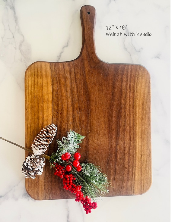 Non Toxic Walnut Cutting Board with Handle, Walnut Charcuterie Board