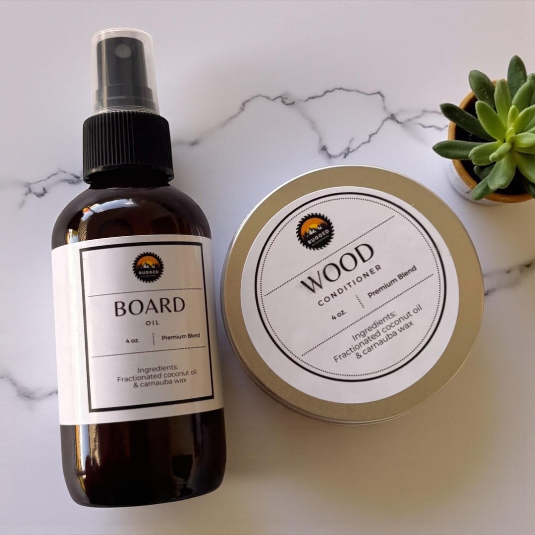 Vegan Cutting Board Oil/ Wood Conditioner Bundle Organic, Non-Toxic Wood Care for Butcher Blocks & Wooden Kitchenware - 4 Ounce Bundle