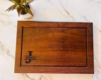 Personalized Solid Wood Cutting Board – Handmade Organic Hardwood, Laser Engraved Gift, Non-Toxic One Piece – Walnut, Maple, Cherry, Padauk