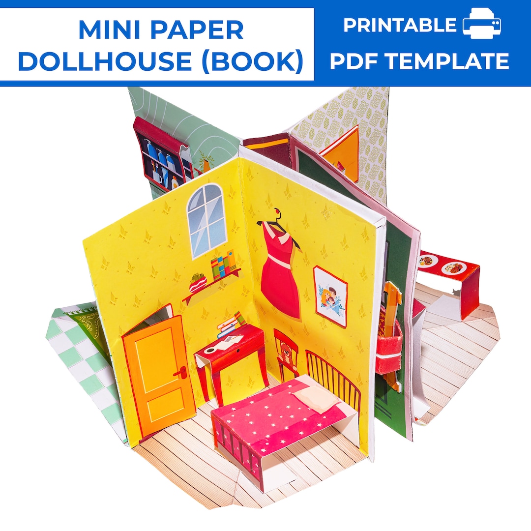 Libro imprimible de casa de muñecas de papel: Mini maqueta