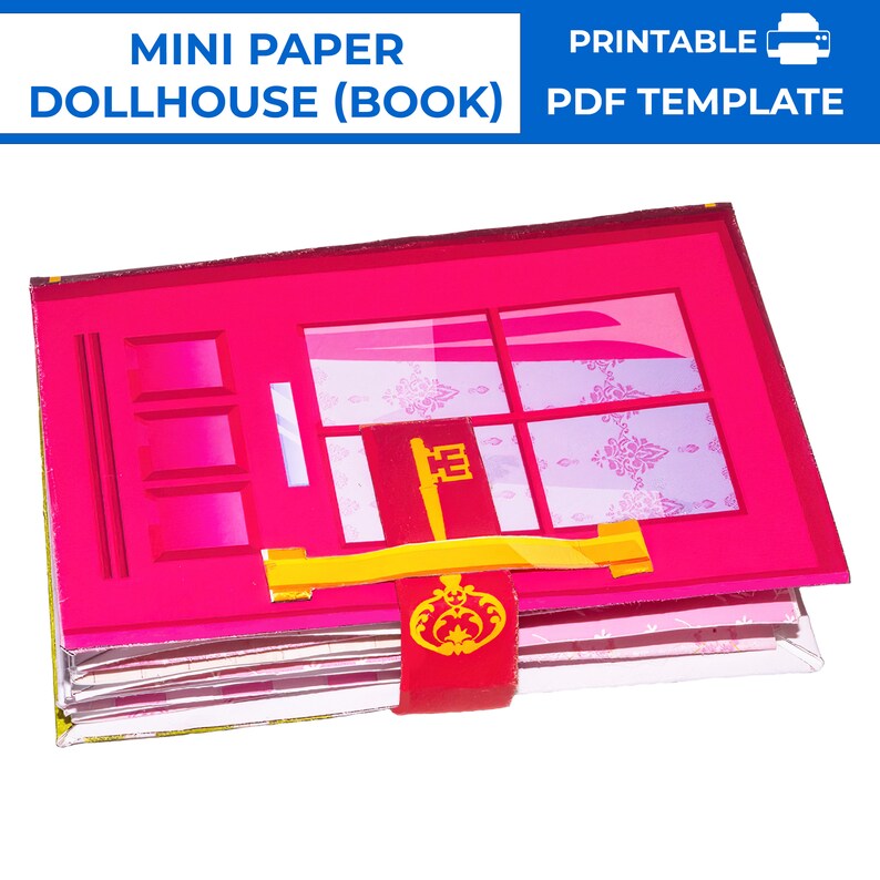 Paper Pink Dollhouse in Book Form. Mini Paper Pop-up Pink Dollhouse ...