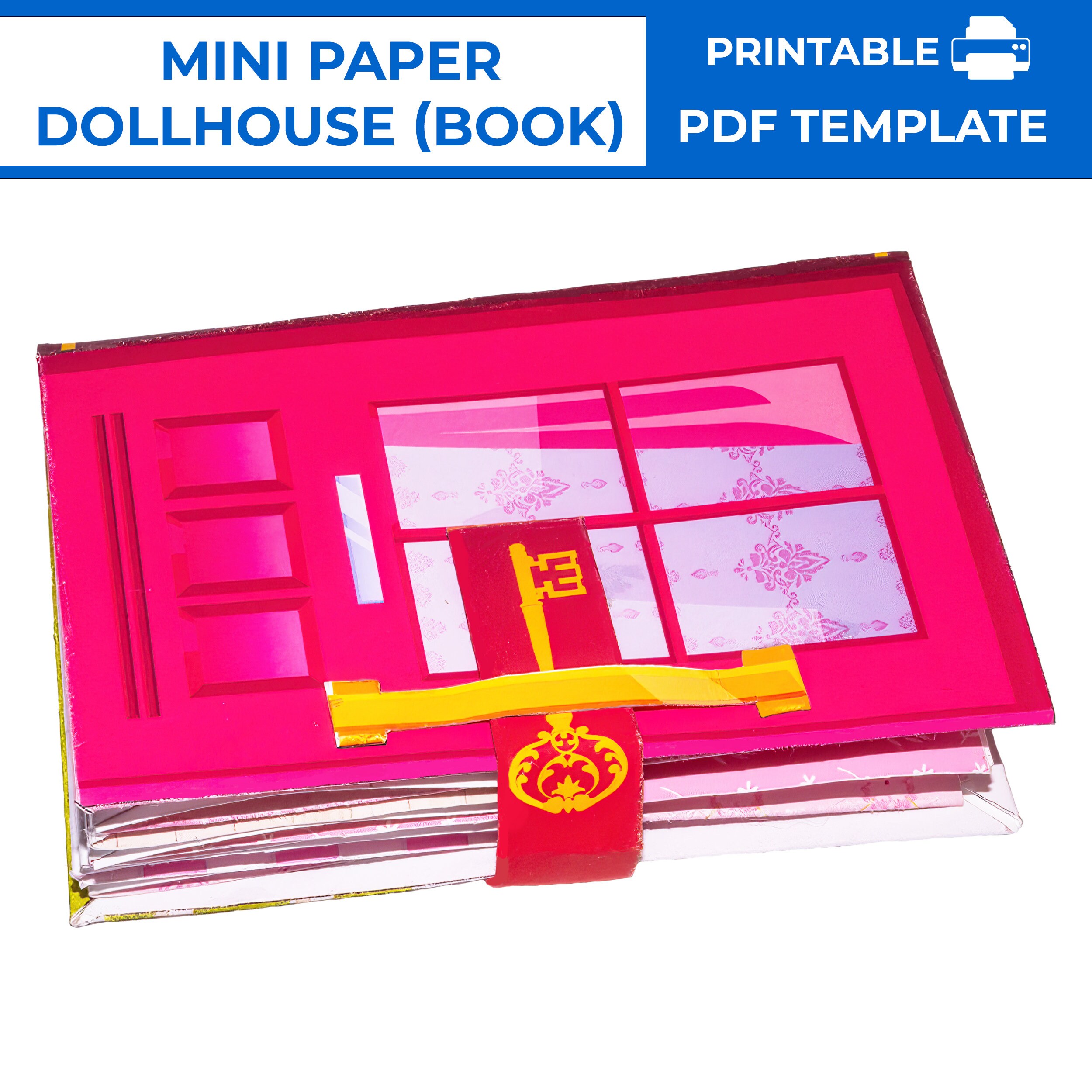 Paper Pink Dollhouse in Book Form. Mini Paper Pop-up Pink Dollhouse ...