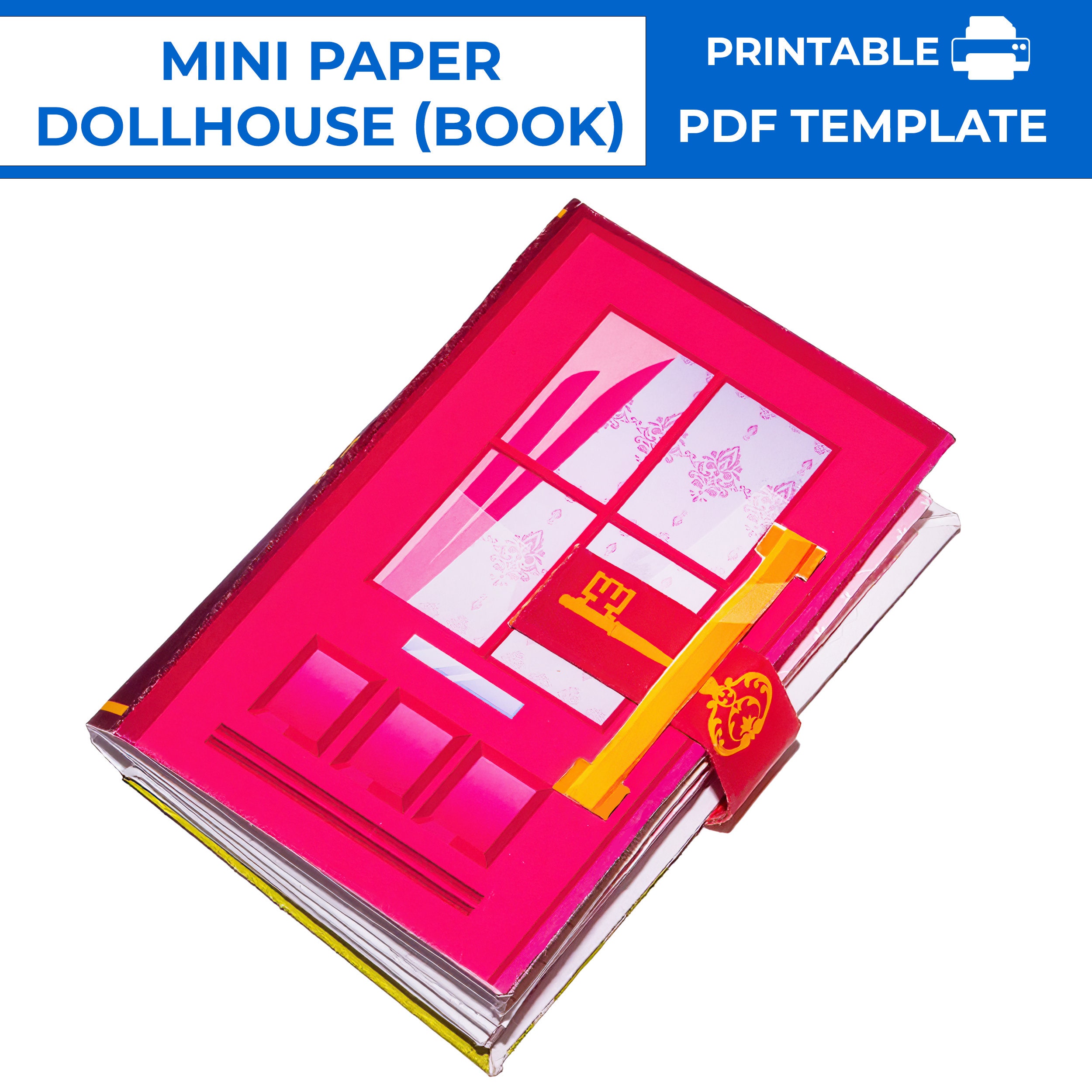 Paper Pink Dollhouse in Book Form. Mini Paper Pop-up Pink Dollhouse ...