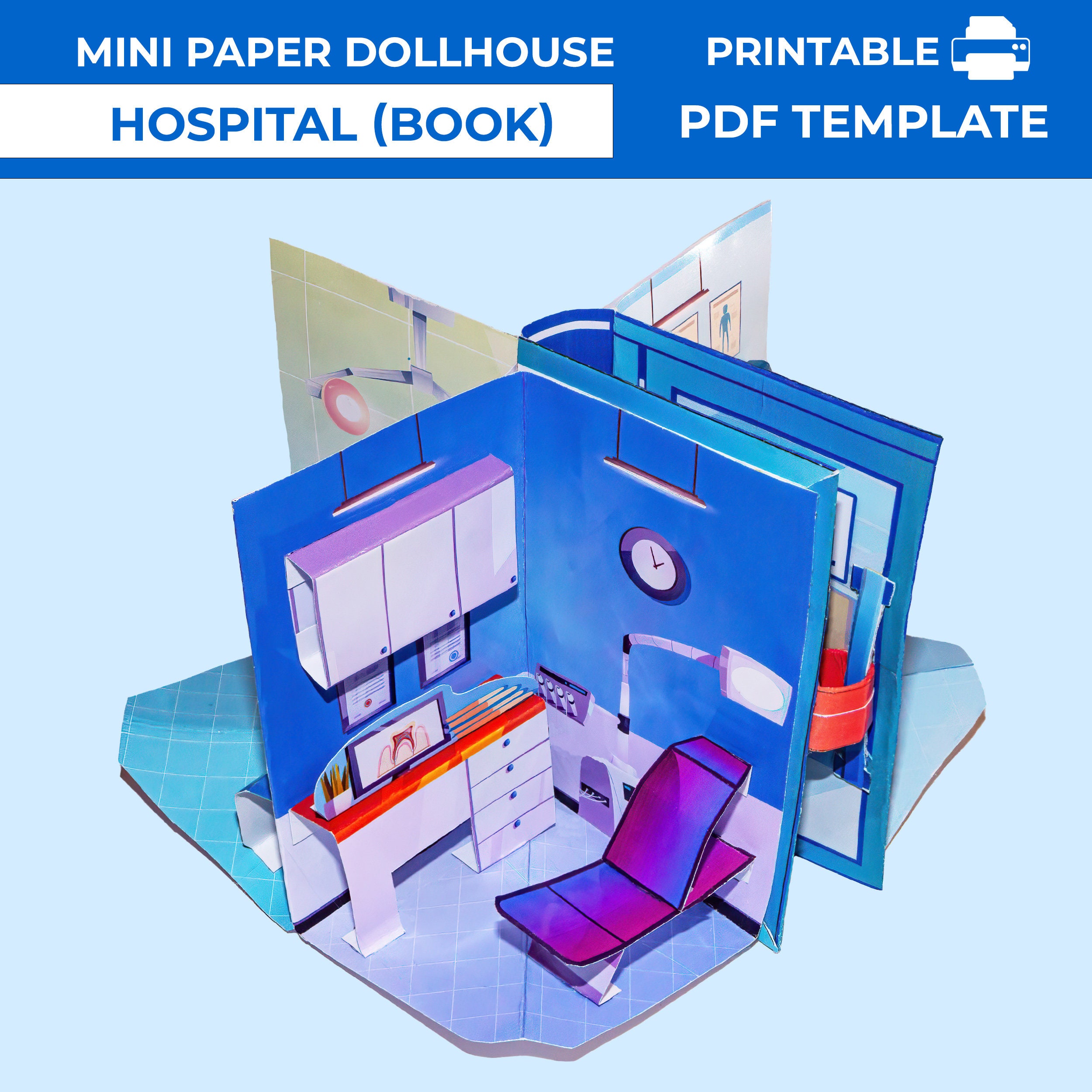 Paper Dollhouse Hospital: Mini Pop-up Book, Printable Clinic (PDF) - Etsy