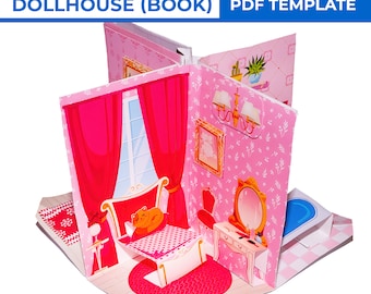Paper Pink Dollhouse in Book Mini Paper Pop-up Pink