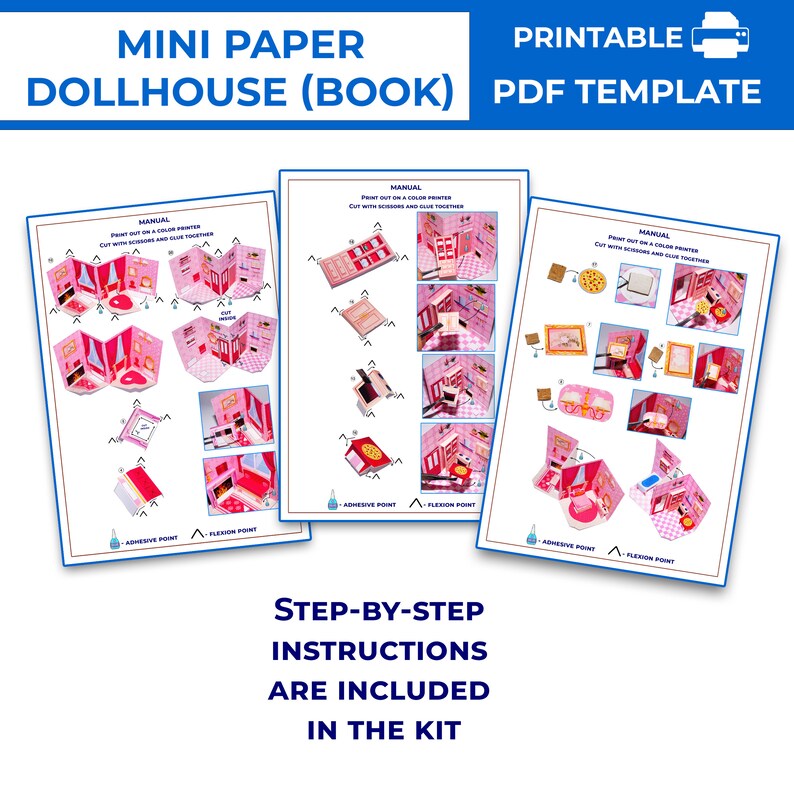 Paper Pink Dollhouse in Book Form. Mini Paper Pop-up Pink Dollhouse ...