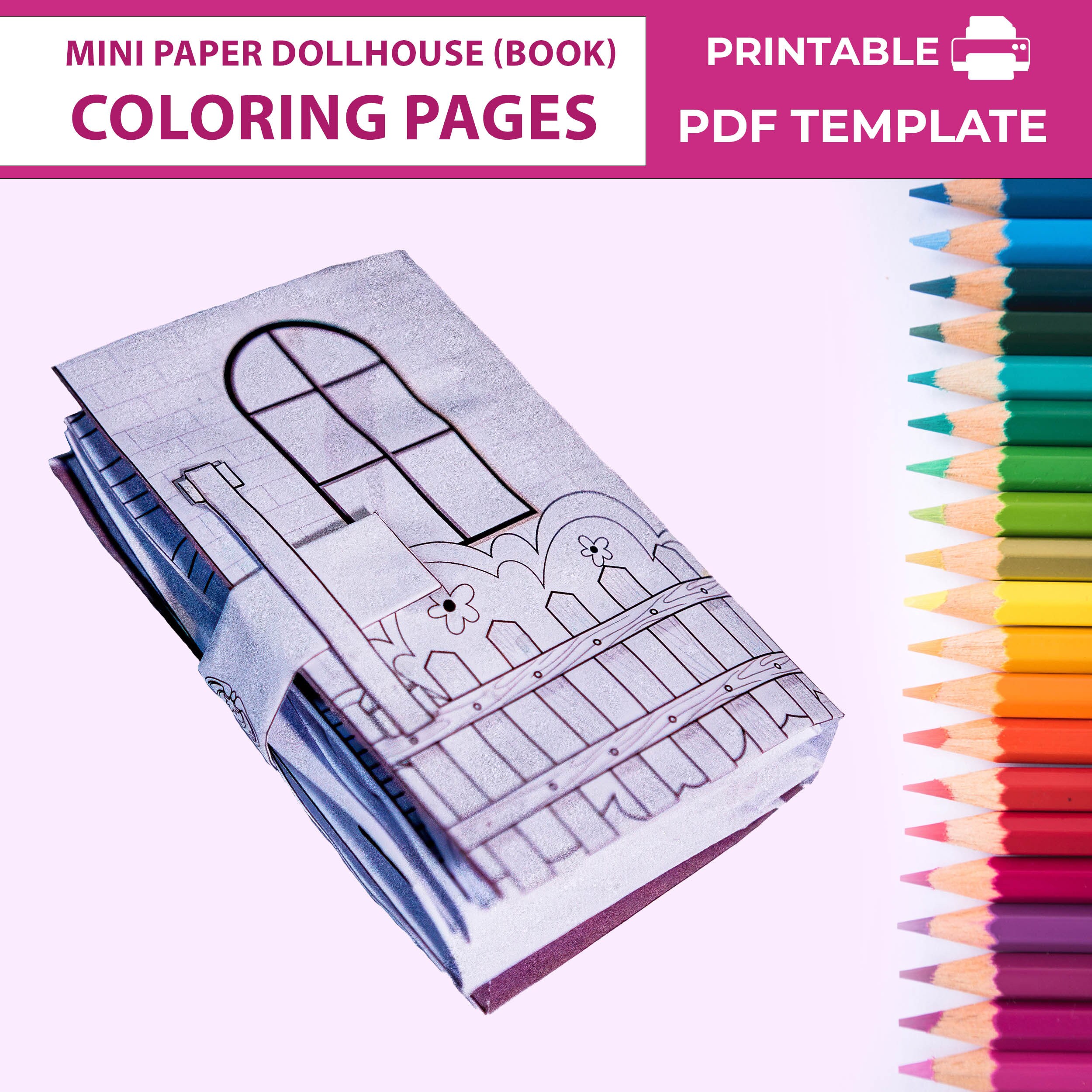 Paper Dollhouse in Book Form (coloring Pages). Mini Paper Pop-up ...