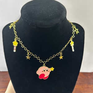 Star Pink Kirby Necklace Perfect gift for friend, daughter, sister, girlfriend Anime/Cartoon Charms and pendents Cute, Gold, Stars