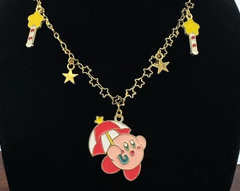 Star Pink - Kirby inspired Necklace Perfect gift for friend, daughter, sister, girlfriend Anime/Cartoon Charms and pendents, Gold, Stars