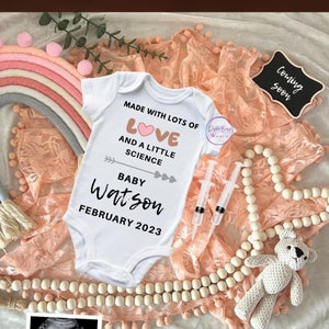 IVF Pregnancy Announcement Digital IVF Baby Announcement IVF Pregnancy Reveal with Syringe and Heart  Miracle rainbow Baby  Social Media