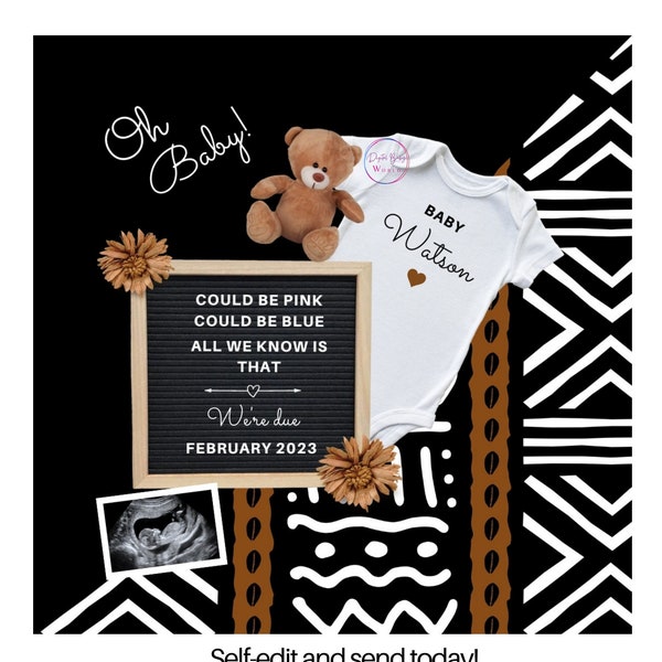 Digital Pregnancy Announcement Gender Neutral Baby Announcement Digital Pregnancy Reveal for social Media Instagram Reveal Template