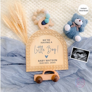 Its a Boy Pregnancy Announcement Digital, It&#39;s a Boy announcement, Boy Gender Reveal, Baby Announcement Boy Social Media, Editable template