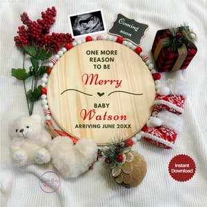Modèle d’annonce de grossesse de Noël, annonce de bébé de Noël modifiable, révélation des fêtes, médias sociaux, une raison de plus d’être joyeux