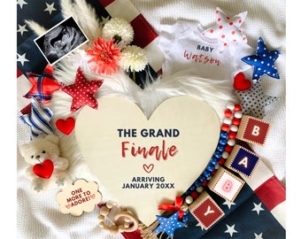 Fourth of July Baby Announcement Digital, 4th of July Pregnancy Announcement, Social Media Reveal, Custom Template, Grand Finale, Patriotic