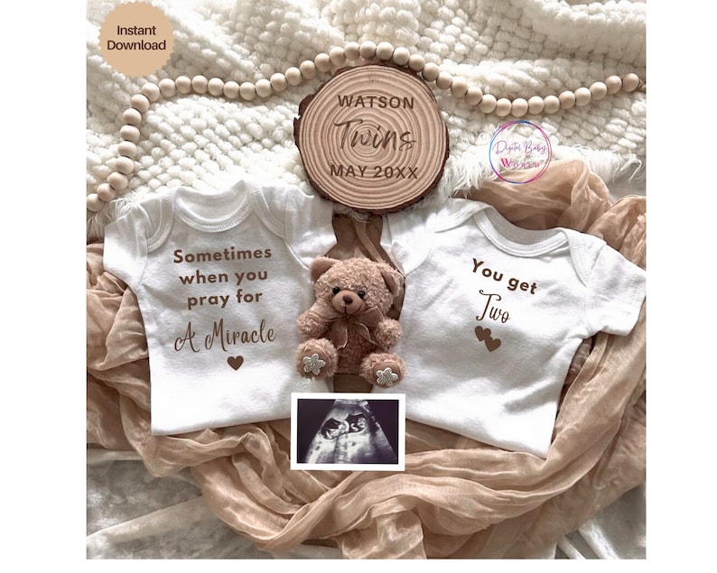 Twin Pregnancy Announcement Template Twin Baby Announcement Etsy Twin Pregnancy Announcement Template Twin Baby Announcement Etsy