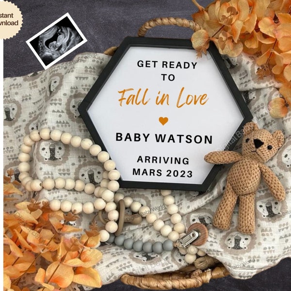 Editable Fall Pregnancy Announcement Digital Download,  Personalized Baby Announcement Digital Template, Autumn themed Pregnancy Reveal