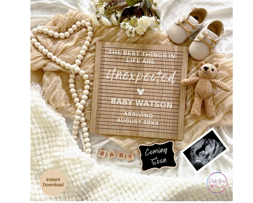 Editable Pregnancy Announcement Template, Unexpected Baby Announcement, Social Media Reveal, the