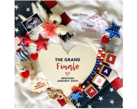 Fourth of July Baby Announcement Digital, 4th of July Pregnancy Announcement, Social Media Reveal, Custom Template, Grand Finale, Patriotic