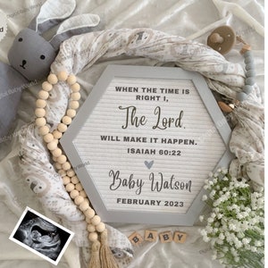 Christian Pregnancy Announcement Digital Scripture, Religious Baby Announcement, Pregnancy Reveal,  When the time is right, ISAIAH 60:22