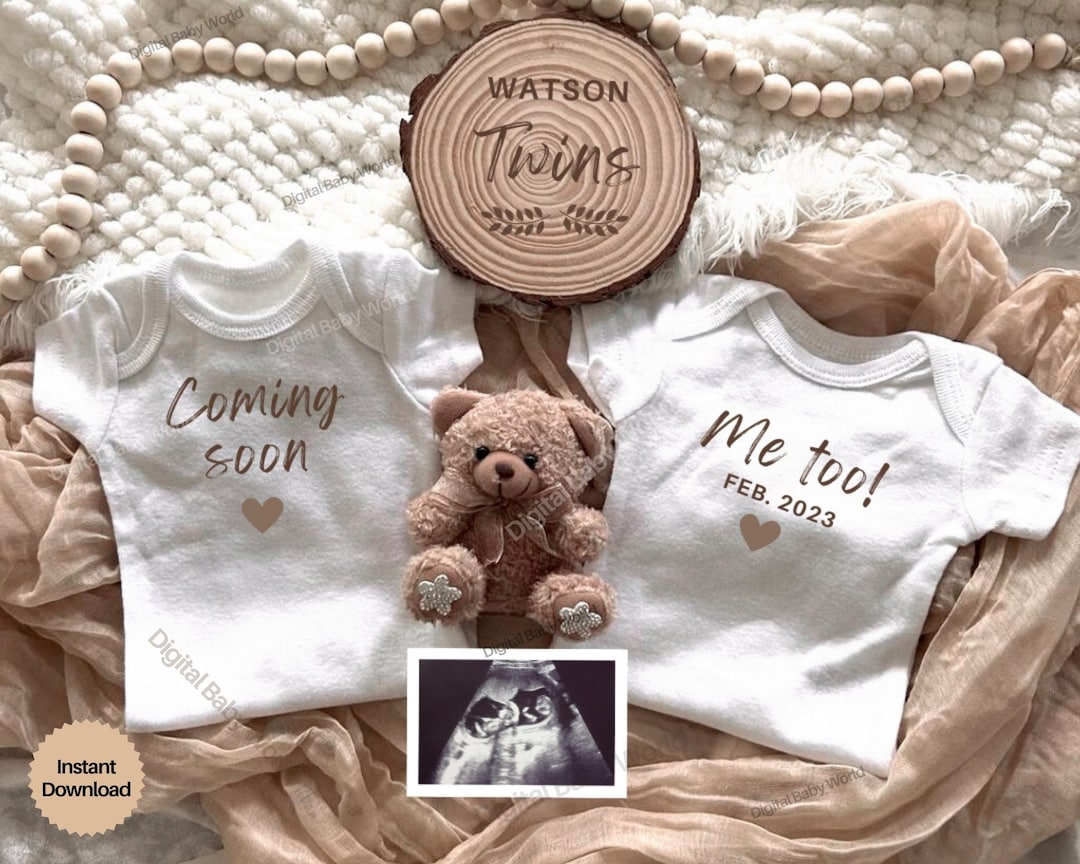 Editable Twin Pregnancy Announcement Digital, Social Media Baby