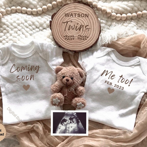 Editable Twin Pregnancy Announcement Digital,  Social media Baby Announcement Template, Boho Twins Reveal,  Announcing Pregnancy with Twins