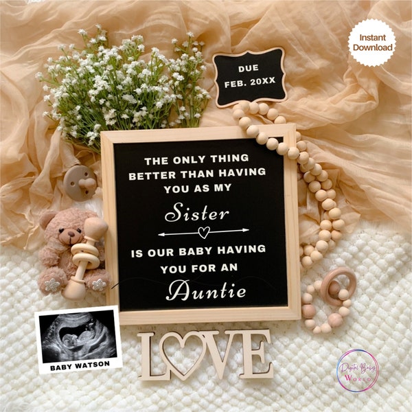 Aunt Pregnancy Announcement Digital, Baby Announcement Template for Aunt, Promoted To Auntie, Pregnancy Reveal to Sister, Text or WhatsApp