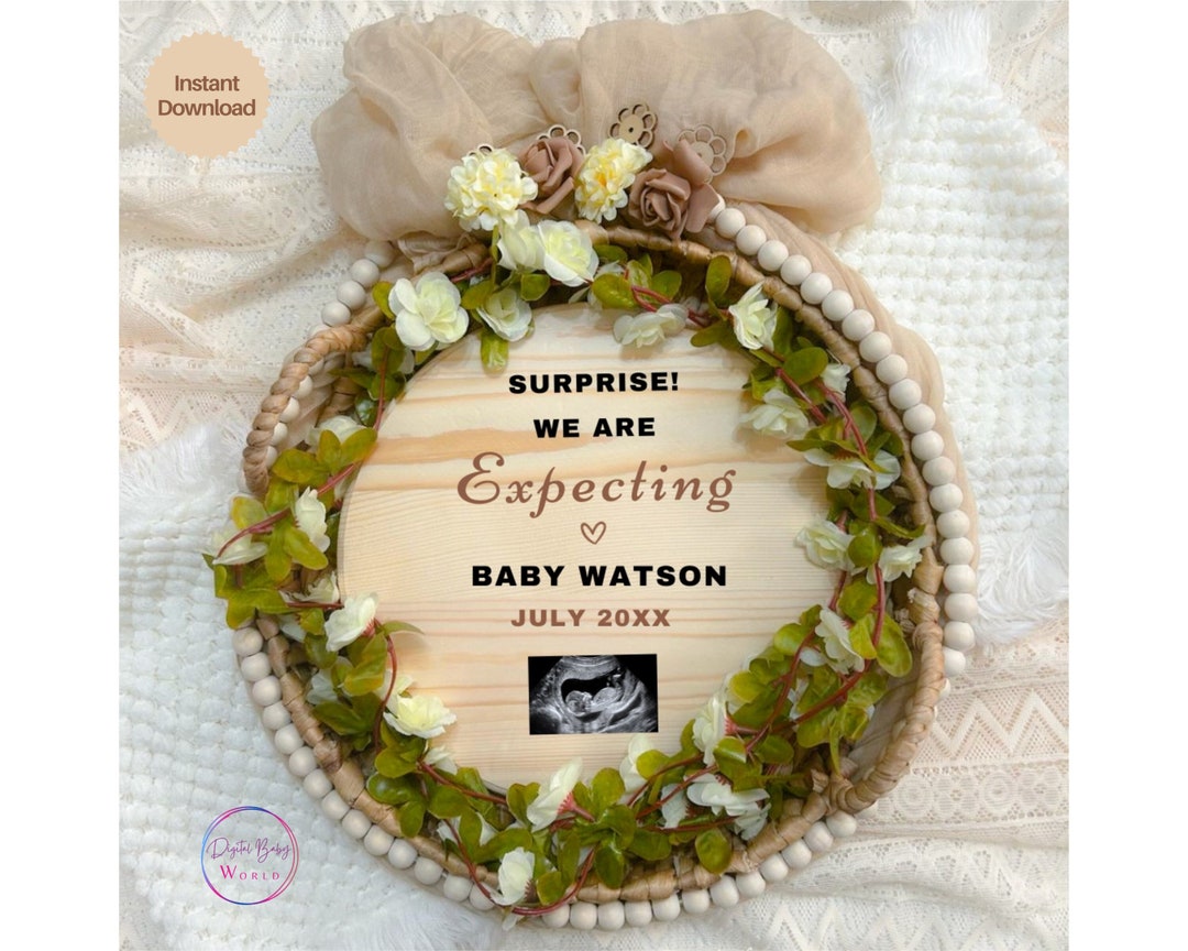 Surprise Pregnancy Announcement Template, Digital Unexpected Baby