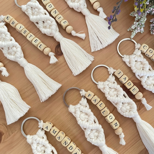 Wedding Favors For Bridesmaids, Bachelorette Gifts For Bridesmaids, Bridesmaid Proposal Gift, Bridesmaid Box Idea, Macrame Name Keychain