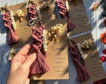 Personalized Bridesmaid Proposal Keychain, Macrame Cotton Gift