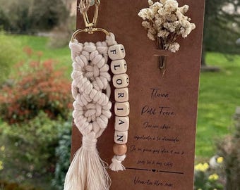 Macrame Name Keychain, Bridesmaid Proposal, Cotton Wedding Favor