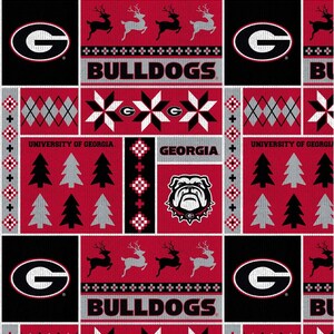 Georgia Bulldogs - Fleece - Christmas Sweater - Sykel Enterprises - Fleece by the Yard